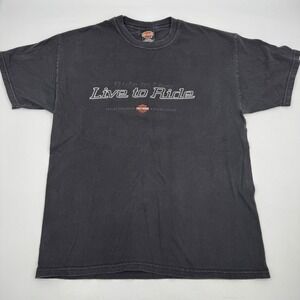 Harley Davidson Live to Ride T Shirt Men L Black Tee Columbia Vancouver WA Beefy